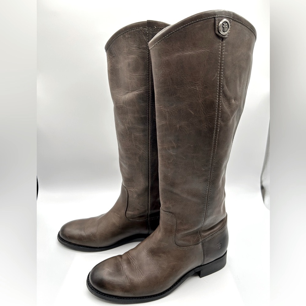 Frye Melissa Button 2 Women's Knee High Riding Boots Slate Brown Size 6.5B